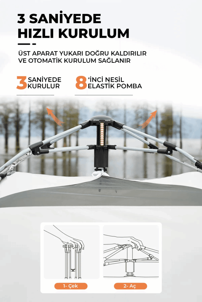 SHUFA Tam Otomatik Gölgelikli Altıgen Aile Çadırı Bej