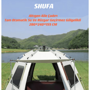 SHUFA Tam Otomatik Gölgelikli Altıgen Aile Çadırı Bej