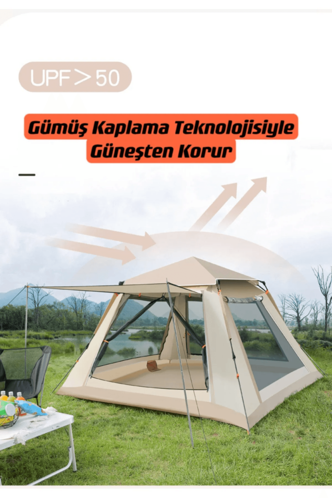 Shufa 4 Tarafı Tenteli Tam Otomatik Kamp Çadırı 240x240x155 cm