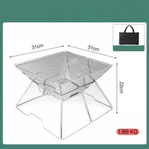 Shufa 31x31x22 cm Paslanmaz Çelik Ateş Yakma Standı ve Mangal Izgarası