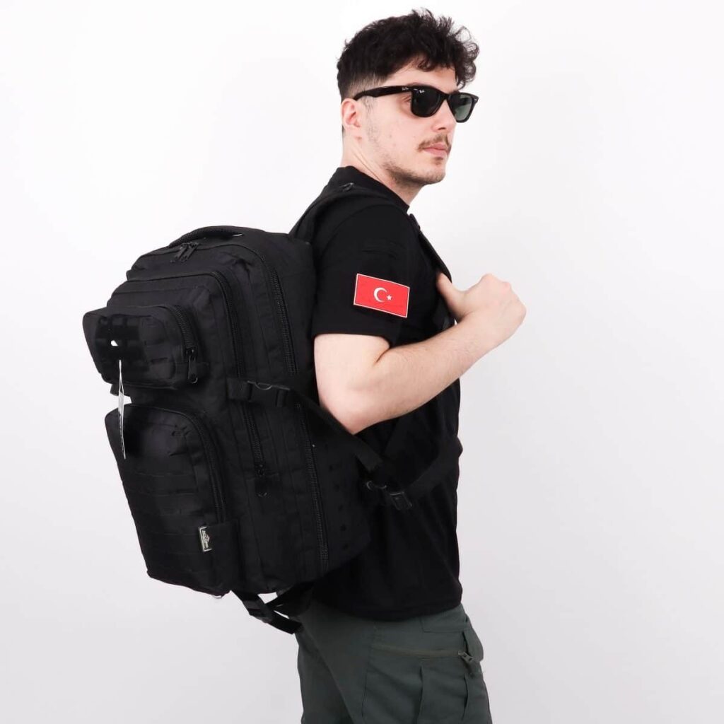 45 Litre Lazer Kesim Outdoor Sırt Çantası - Siyah