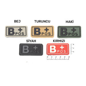 B RH (+) Pozitif Kan Grubu - Cırtlı Silikon 3D Peç Arma - Bej