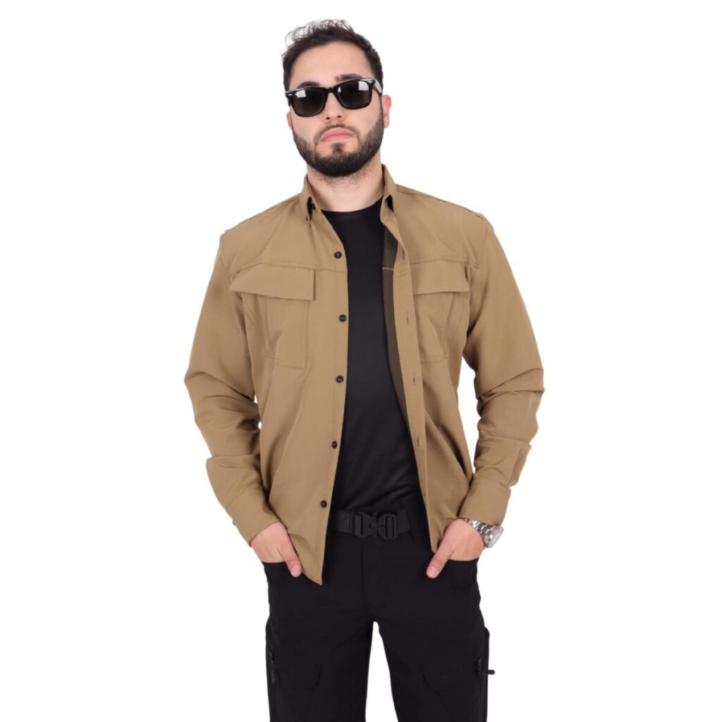 Taktik Gömlek Outdoor Likralı - Bej - XL