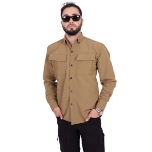 Taktik Gömlek Outdoor Likralı - Bej - XL