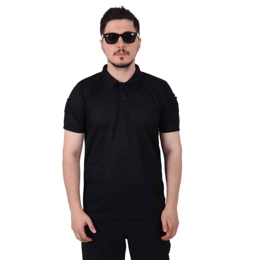Lacost Polo Yaka Tactical T-Shirt - Siyah - XL