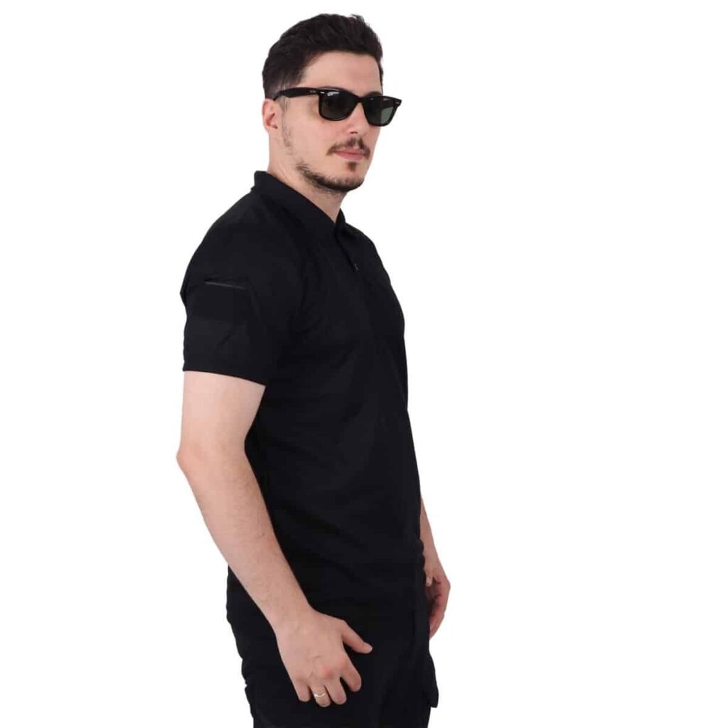 Lacost Polo Yaka Tactical T-Shirt - Siyah - XL