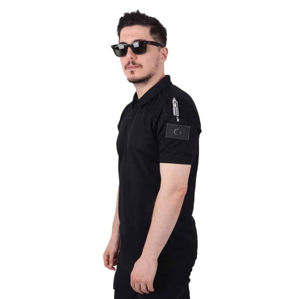 Lacost Polo Yaka Tactical T-Shirt - Siyah - XL